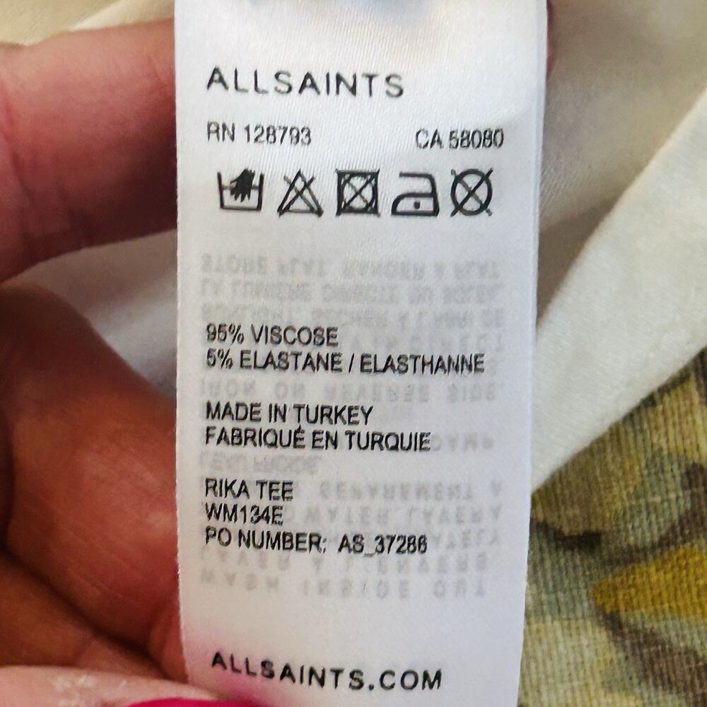 AllSaints White T-Shirt Oversized Scoop Neck One Size OSFM Slouchy Relaxed - Picture 4 of 4